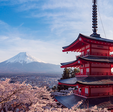 Mount Fuji and pagoda in Japan