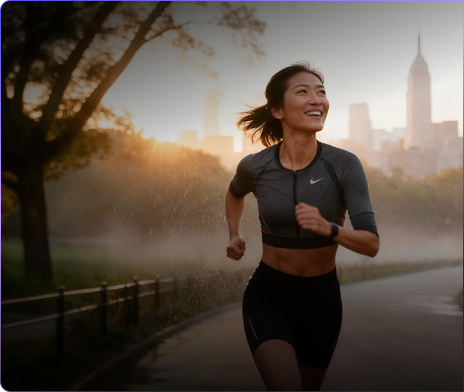 Woman jogging in a city park