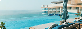 Poolside hotel overlooking the ocean